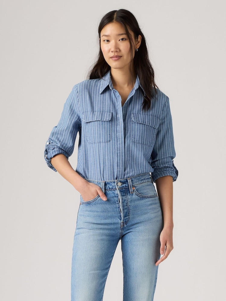 Levi's® Blue Elaine Utility Shirt - Image 1 of 5