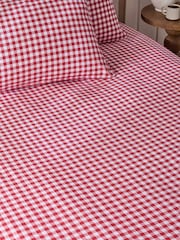 Red Gingham Fitted Sheet and Pillowcase Set - Image 1 of 2