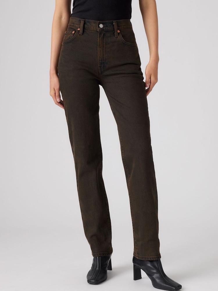 Levi's® Khaki Green Ribcage Slim Jeans - Image 1 of 6