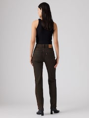 Levi's® Khaki Green Ribcage Slim Jeans - Image 3 of 6