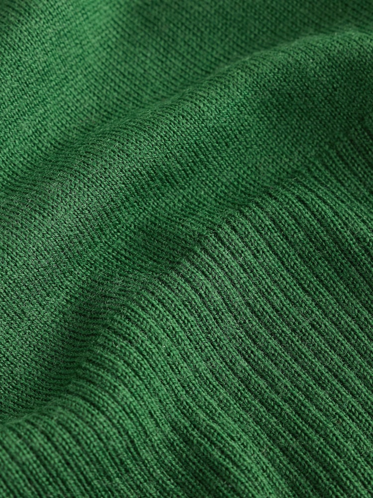 Forest Green Lightweight Merino Wool V-Neck Jumper - Image 6 of 6