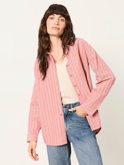 FatFace Bessie Pink Petite Stripe Shirt - Image 1 of 5
