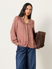 FatFace Alba Rose Pink Petite Gingham Blouse - Image 2 of 5