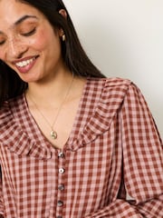 FatFace Alba Rose Pink Petite Gingham Blouse - Image 3 of 5