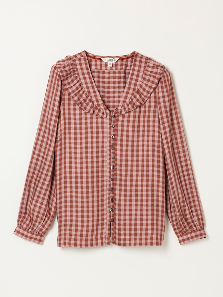 FatFace Alba Rose Pink Petite Gingham Blouse - Image 5 of 5 FatFace Alba Rose Pink Petite Gingham Blouse - Image 5 of 5