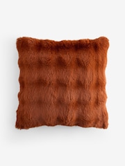 Orange 59 x 59cm Aspen Faux Fur Cushion - Image 4 of 5