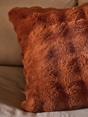 Orange 59 x 59cm Aspen Faux Fur Cushion - Image 5 of 5