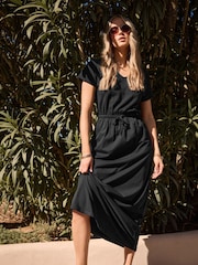 Long Tall Sally Black 100% Cotton Maxi T-Shirt Dress - Image 1 of 6