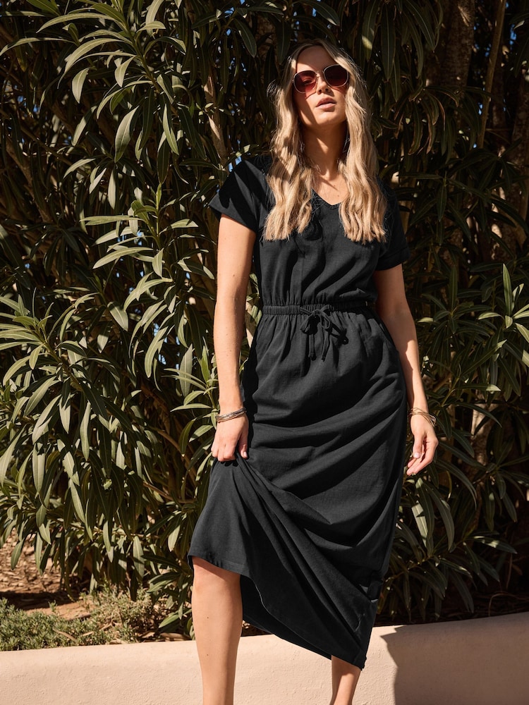 Long Tall Sally Black 100% Cotton Maxi T-Shirt Dress - Image 1 of 6