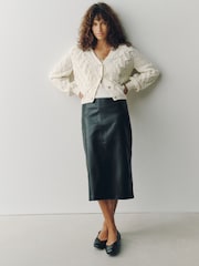 Ecru Lace Trim Gem Button Long Sleeve Cardigan - Image 2 of 8