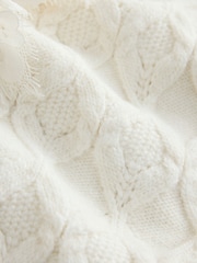 Ecru Lace Trim Gem Button Long Sleeve Cardigan - Image 8 of 8