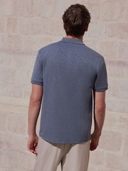 Grey Slate Zip Neck N. Premium Smart Jaquard Polo Shirt - Image 4 of 8