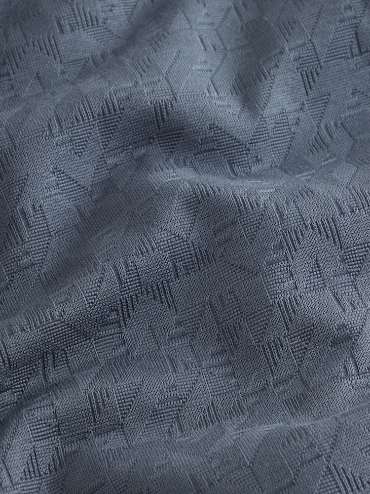 Grey Slate Zip Neck N. Premium Smart Jaquard Polo Shirt - Image 8 of 8 Grey Slate Zip Neck N. Premium Smart Jaquard Polo Shirt - Image 8 of 8