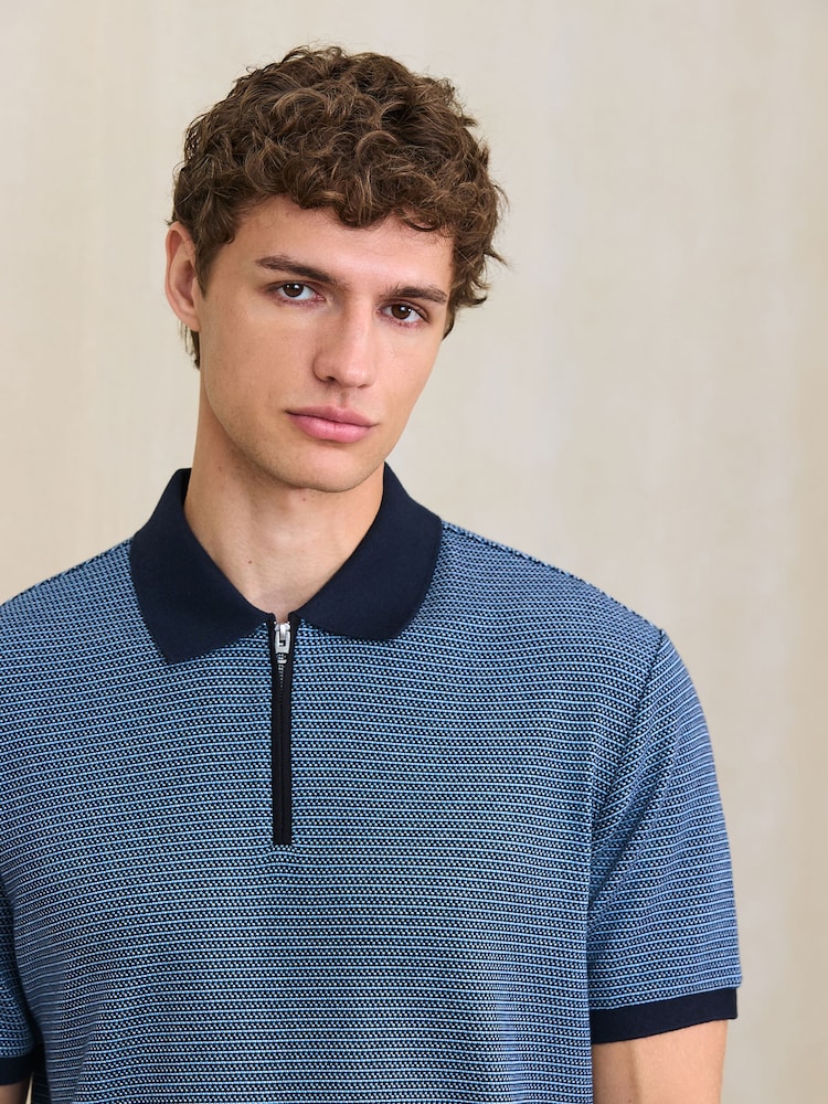 Géo bleu - Polo à motif - Image 1 sur 4