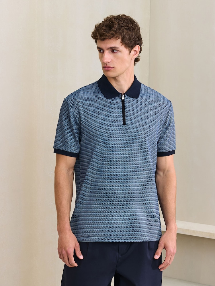 Géo bleu - Polo à motif - Image 2 sur 4