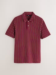Red Burgundy N. Premium Vertical Stripe Supima Regular Fit Polo Shirt - Image 5 of 7