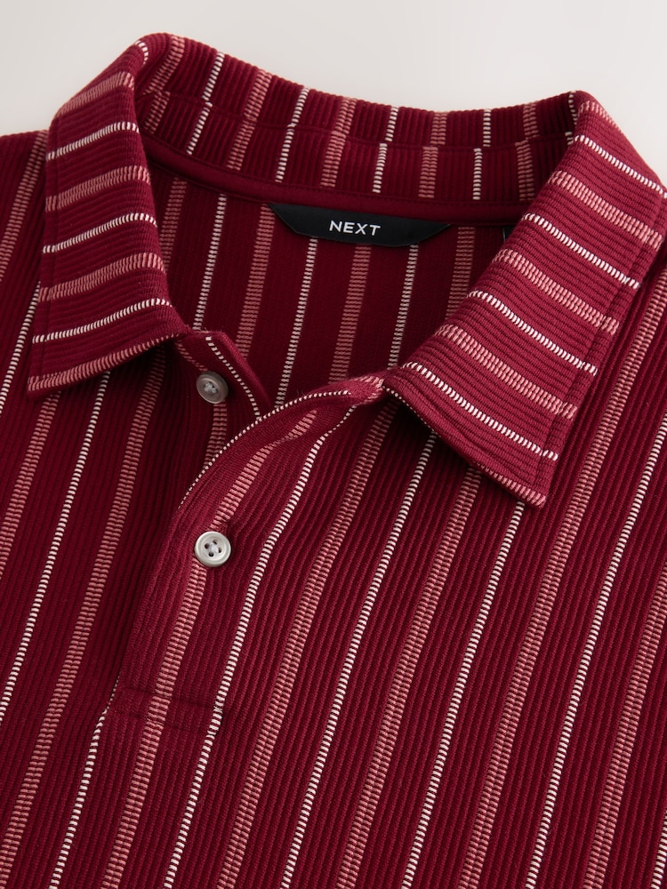Red Burgundy N. Premium Vertical Stripe Supima Regular Fit Polo Shirt - Image 7 of 7