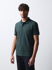 Green Regular Fit Smart Jaquard Polo Shirt - Image 3 of 7