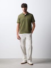 Kaki - Tricouri polo Smart Texture cu croială clasică - Imaginea 2 din 7