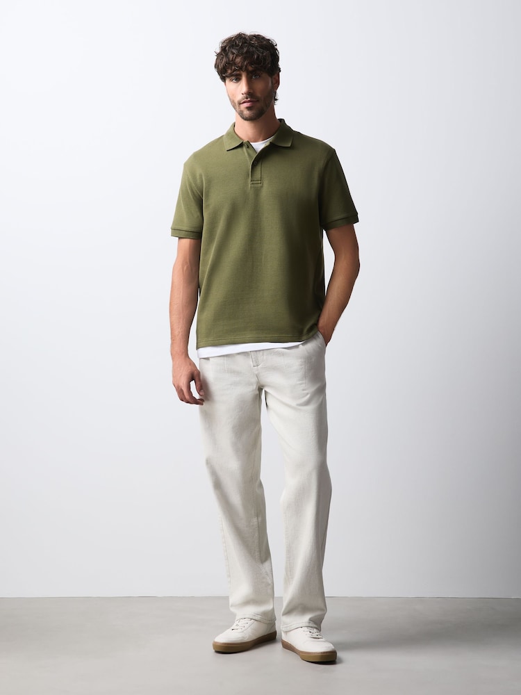 Kaki - Tricouri polo Smart Texture cu croială clasică - Imaginea 2 din 7