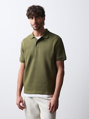 Kaki - Tricouri polo Smart Texture cu croială clasică - Imaginea 3 din 7
