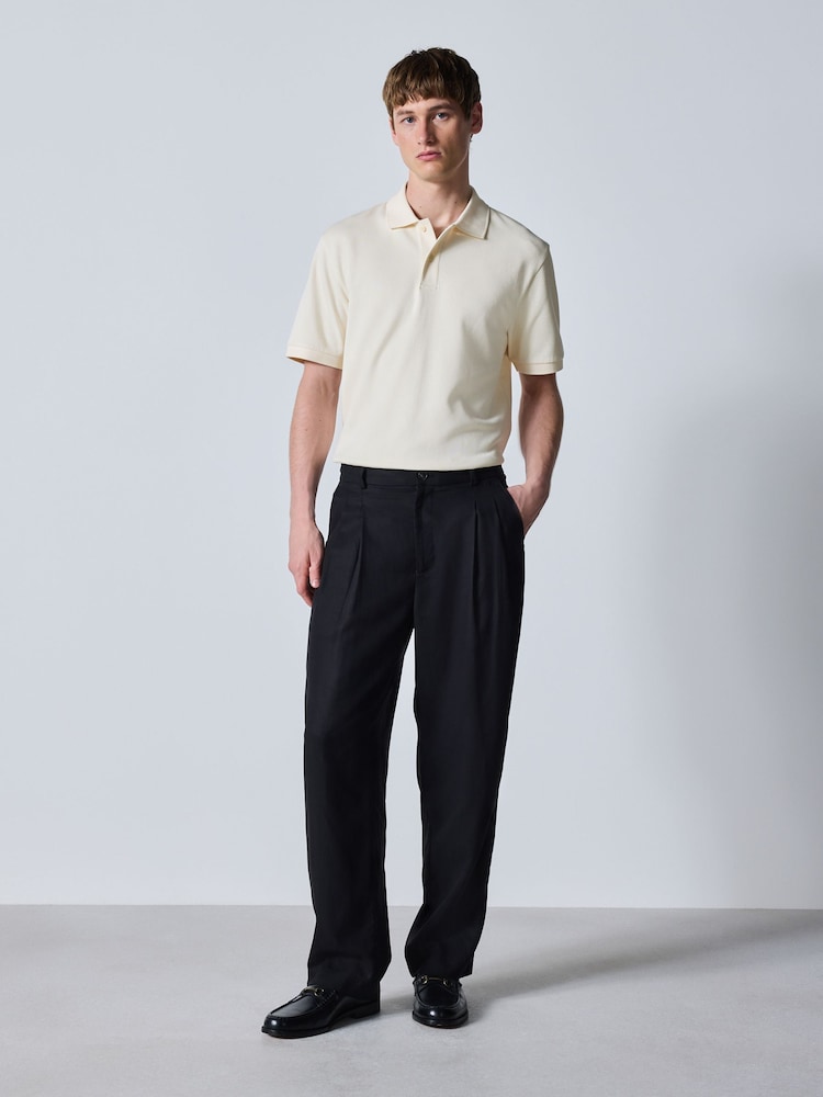 Ecru - Tricouri polo Smart Texture cu croială clasică - Imaginea 2 din 8
