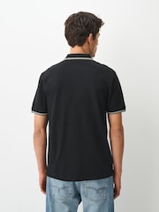 Black Smart Short Sleeve Tipped Polo Shirt - Image 3 of 8