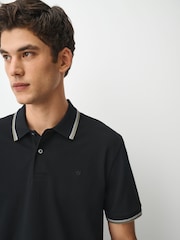 Black Smart Short Sleeve Tipped Polo Shirt - Image 4 of 8