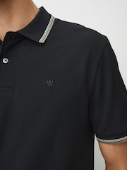 Black Smart Short Sleeve Tipped Polo Shirt - Image 5 of 8