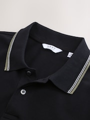 Black Smart Short Sleeve Tipped Polo Shirt - Image 7 of 8