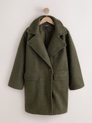 Olive Green Revere Long Coat - Image 5 of 7