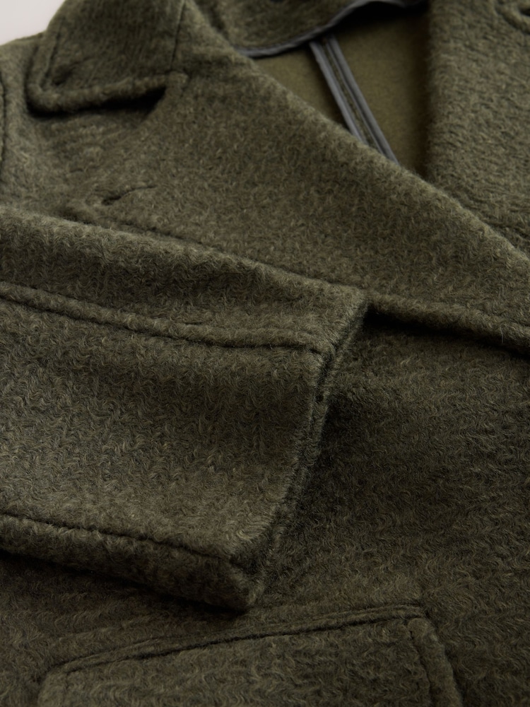 Olive Green Revere Long Coat - Image 7 of 7 Olive Green Revere Long Coat - Image 7 of 7