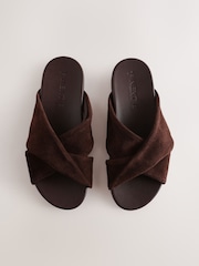 Chocolate Brown Standard Fit Twist Footbed Sandals - Image 1 of 5