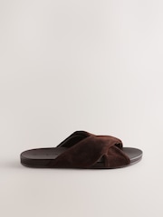 Chocolate Brown Standard Fit Twist Footbed Sandals - Image 2 of 5