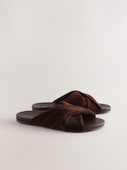 Chocolate Brown Standard Fit Twist Footbed Sandals - Image 3 of 5