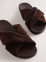 Chocolate Brown Standard Fit Twist Footbed Sandals - Image 4 of 5