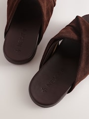 Chocolate Brown Standard Fit Twist Footbed Sandals - Image 5 of 5
