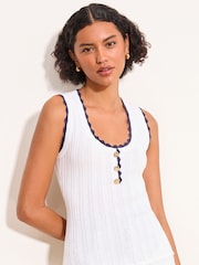 Lipsy White Tipped Scallop Detail Knitted Vest - Image 1 of 5