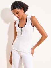 Lipsy White Tipped Scallop Detail Knitted Vest - Image 2 of 5