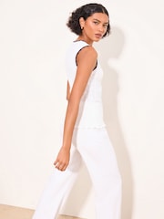 Lipsy White Tipped Scallop Detail Knitted Vest - Image 4 of 5