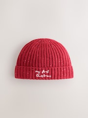 Red My First Christmas Embroidered Knitted Beanie Baby Hat (0mths-2yrs) - Image 3 of 5