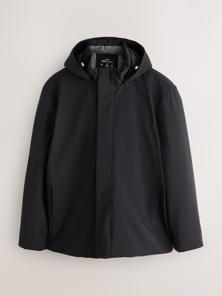 Crno - Showerproof Hooded Coat With Brushed Lining - Slika 1 od 4