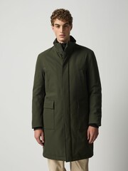 Khaki Green Drytech Waterproof Quilted Funnel Neck Coat - Image 2 of 5