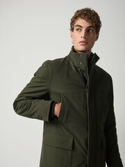 Khaki Green Drytech Waterproof Quilted Funnel Neck Coat - Image 4 of 5