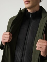 Khaki Green Drytech Waterproof Quilted Funnel Neck Coat - Image 5 of 5