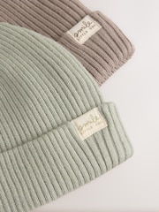Green / Neutral Knitted Beanie Baby Hats 2 Pack - Image 7 of 8