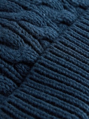 Navy Blue Knitted Cable Pom Baby Hat - Image 5 of 5