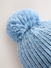 Blue Chenille Knitted Pom Baby Hat - Image 3 of 4