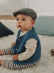 Neutral Tweed Style Baby Flat Cap - Image 4 of 7