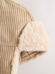 Neutral Beige Cord Trapper Baby Hat - Image 2 of 3